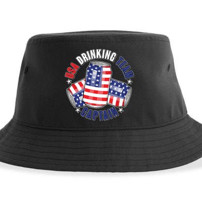 Funny USA Drinking Team Captain American Beer Cans Sustainable Bucket Hat