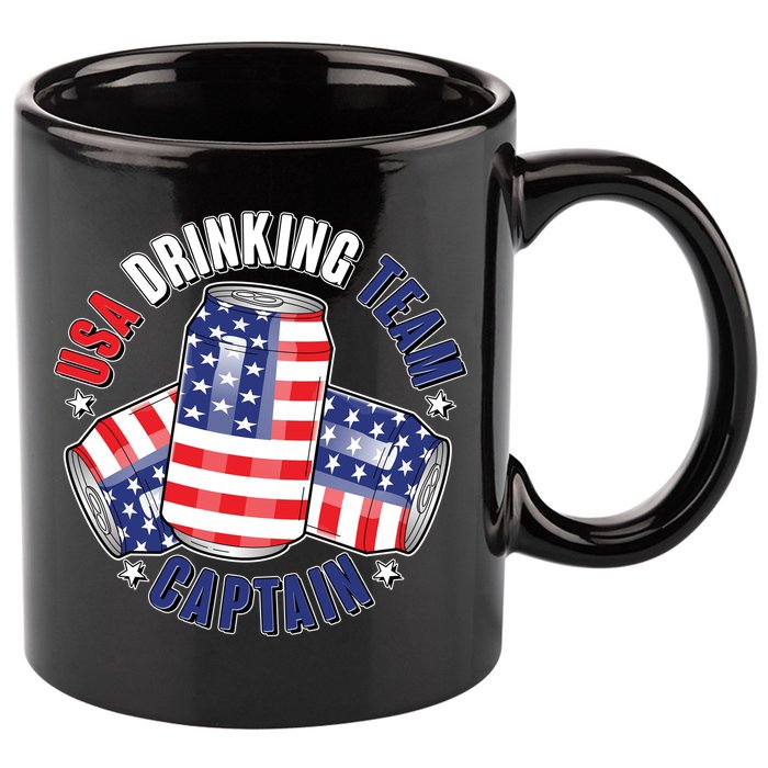 Funny USA Drinking Team Captain American Beer Cans 11oz C Handle Ceramic Mug
