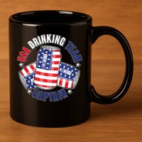 Funny USA Drinking Team Captain American Beer Cans 11oz C Handle Ceramic Mug