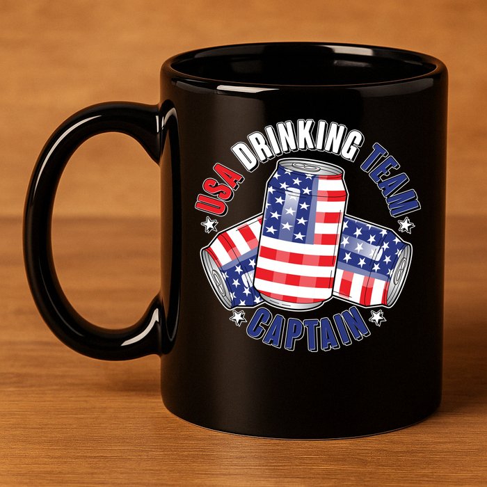 Funny USA Drinking Team Captain American Beer Cans 11oz C Handle Ceramic Mug