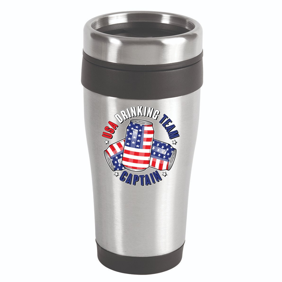 Funny USA Drinking Team Captain American Beer Cans 16oz Travel Tumbler