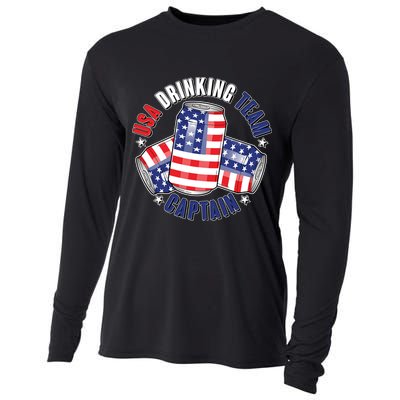 Funny USA Drinking Team Captain American Beer Cans Cooling Performance Long Sleeve Crew