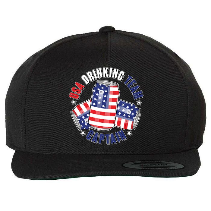 Funny USA Drinking Team Captain American Beer Cans Wool Snapback Cap