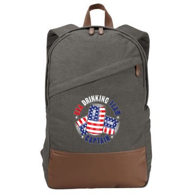Funny USA Drinking Team Captain American Beer Cans Cotton Canvas Backpack
