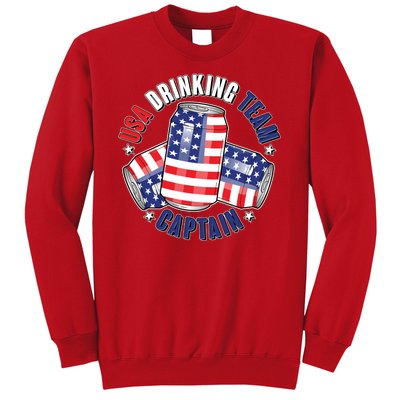 Funny USA Drinking Team Captain American Beer Cans Sweatshirt