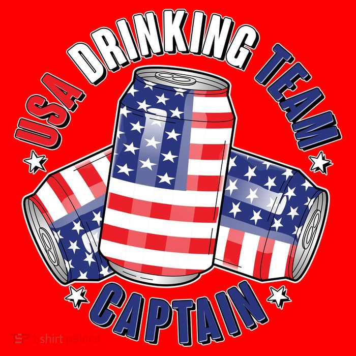 Funny USA Drinking Team Captain American Beer Cans Tall T-Shirt