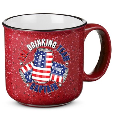 Funny USA Drinking Team Captain American Beer Cans 15oz Campfire Ceramic Mug