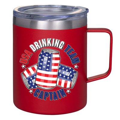 Funny USA Drinking Team Captain American Beer Cans 12oz Stainless Steel Coffee Mug