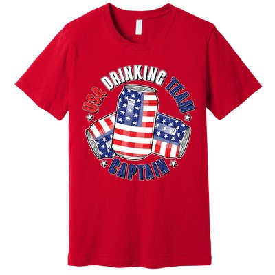 Funny USA Drinking Team Captain American Beer Cans Premium T-Shirt