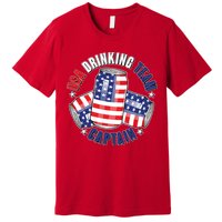 Funny USA Drinking Team Captain American Beer Cans Premium T-Shirt