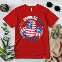 Funny USA Drinking Team Captain American Beer Cans Premium T-Shirt