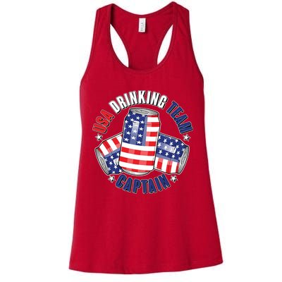 Funny USA Drinking Team Captain American Beer Cans Womens Tank Top