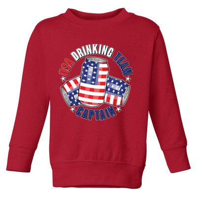 Funny USA Drinking Team Captain American Beer Cans Toddler Sweatshirt