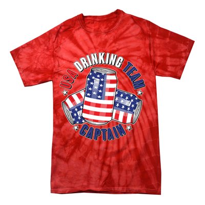 Funny USA Drinking Team Captain American Beer Cans Tie-Dye T-Shirt