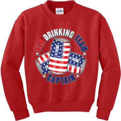 Funny USA Drinking Team Captain American Beer Cans Kids Sweatshirt