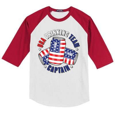 Funny USA Drinking Team Captain American Beer Cans Kids Colorblock Raglan Jersey