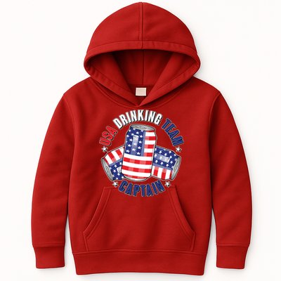Funny USA Drinking Team Captain American Beer Cans Kids Hoodie