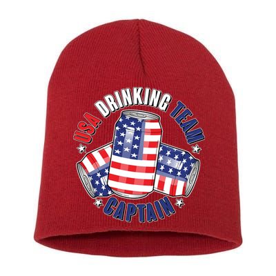 Funny USA Drinking Team Captain American Beer Cans Short Acrylic Beanie