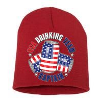 Funny USA Drinking Team Captain American Beer Cans Short Acrylic Beanie
