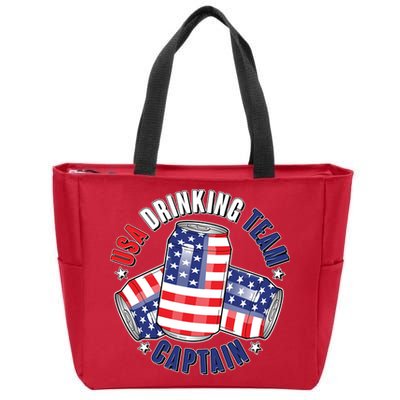 Funny USA Drinking Team Captain American Beer Cans Zip Tote Bag