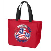 Funny USA Drinking Team Captain American Beer Cans Zip Tote Bag