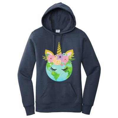 Floral Unicorn Earth Earth Day Women's Pullover Hoodie