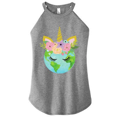 Floral Unicorn Earth Earth Day Women’s Perfect Tri Rocker Tank