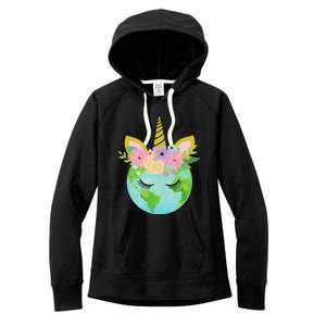 Floral Unicorn Earth Day Women's Fleece Hoodie