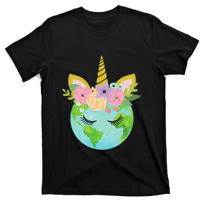 Floral Unicorn Earth Day T-Shirt