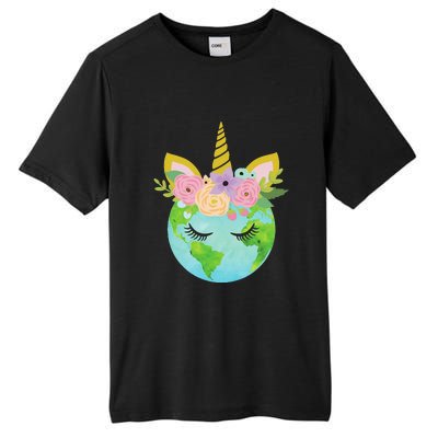 Floral Unicorn Earth Day Tall Fusion ChromaSoft Performance T-Shirt