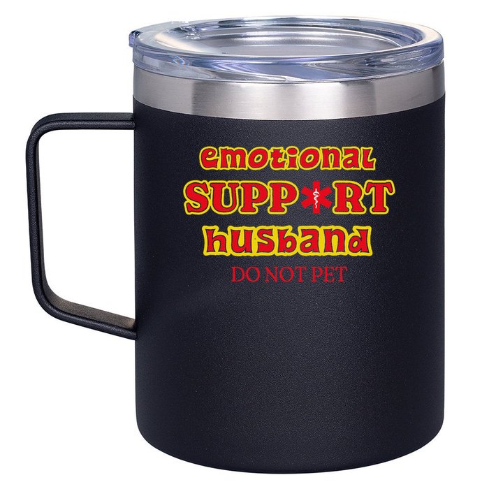 Funny Unique Emotional Support Husband Do Not Pet Emergency 12oz Stainless Steel Coffee Mug