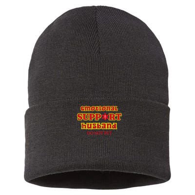 Funny Unique Emotional Support Husband Do Not Pet Emergency Sustainable Knit Beanie