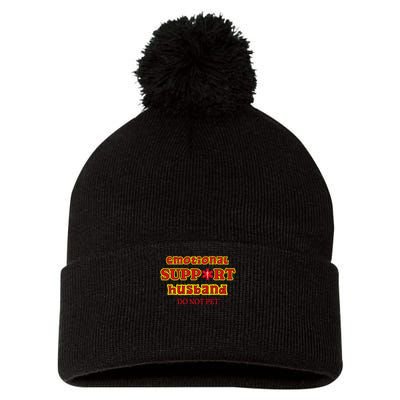Funny Unique Emotional Support Husband Do Not Pet Emergency Pom Pom 12in Knit Beanie