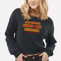 Funny Unique Emotional Support Husband Do Not Pet Emergency Cropped Pullover Crew