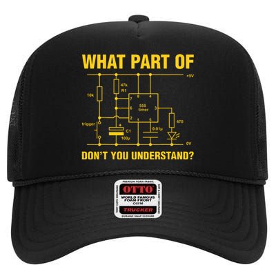 Funny Understand Electrical Electric Electrician Engineer High Crown Mesh Back Trucker Hat