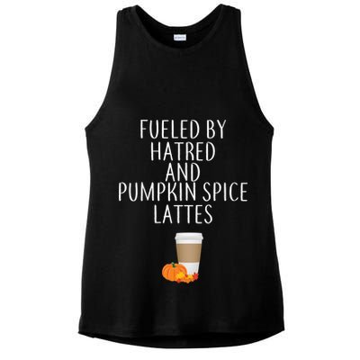 Fueled By Hatred And Pumpkin Spice Lattes Ladies PosiCharge Tri-Blend Wicking Tank