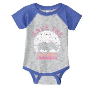 Funny Unicorn Funny Gift For Girls Save The Chubby Unicorns Cool Gift Infant Baby Jersey Bodysuit