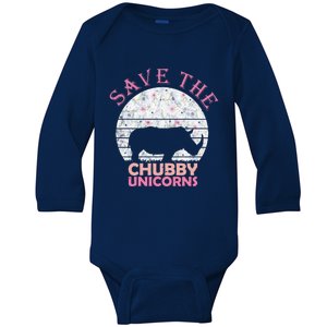 Funny Unicorn Funny Gift For Girls Save The Chubby Unicorns Cool Gift Baby Long Sleeve Bodysuit