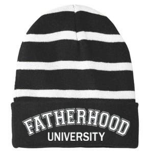 Fatherhood University Fathers Day Striped Beanie with Solid Band