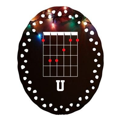 F U Funny Guitar Chord For Guitarists Ceramic Oval Ornament