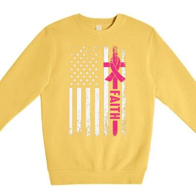 Faith Usa Flag Cancer Logo Premium Crewneck Sweatshirt