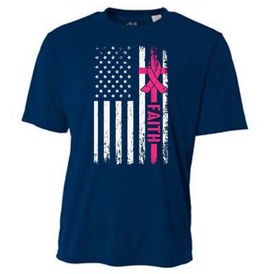 Faith Usa Flag Cancer Logo Cooling Performance Crew T-Shirt