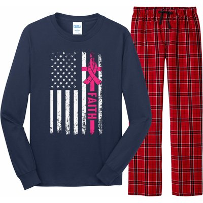 Faith Usa Flag Cancer Logo Long Sleeve Pajama Set