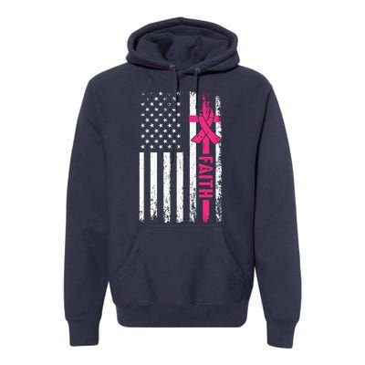 Faith Usa Flag Cancer Logo Premium Hoodie