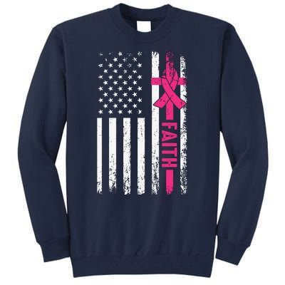 Faith Usa Flag Cancer Logo Tall Sweatshirt