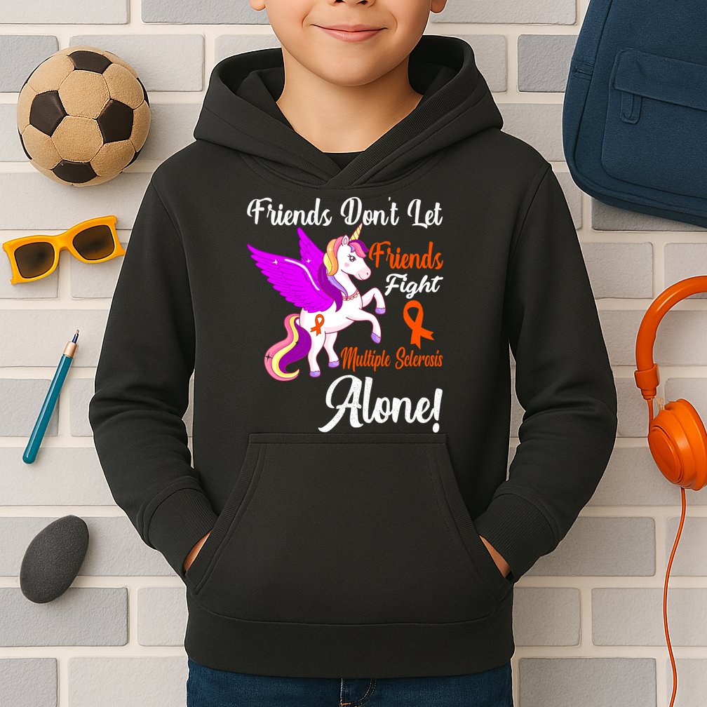 Funny Unicorn Friend Family Gift Multiple Sclerosis Awareness  Kids Hoodie