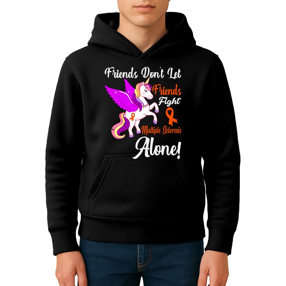 Funny Unicorn Friend Family Gift Multiple Sclerosis Awareness  Kids Hoodie