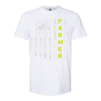 Farmer Usa Flag Patriotic Farm Tractors Farming Softstyle® CVC T-Shirt