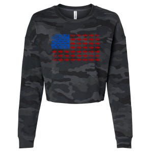 Fishing USA flag Cropped Pullover Crew