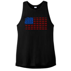 Fishing USA flag Ladies PosiCharge Tri-Blend Wicking Tank